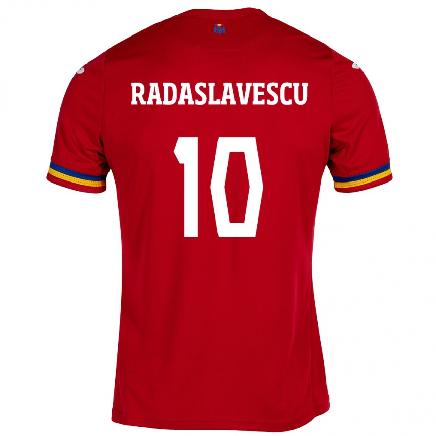 Hombre Fútbol Camiseta Rumania Eduard Radaslavescu #10 Rojo 2ª Equipación 24-26 Perú