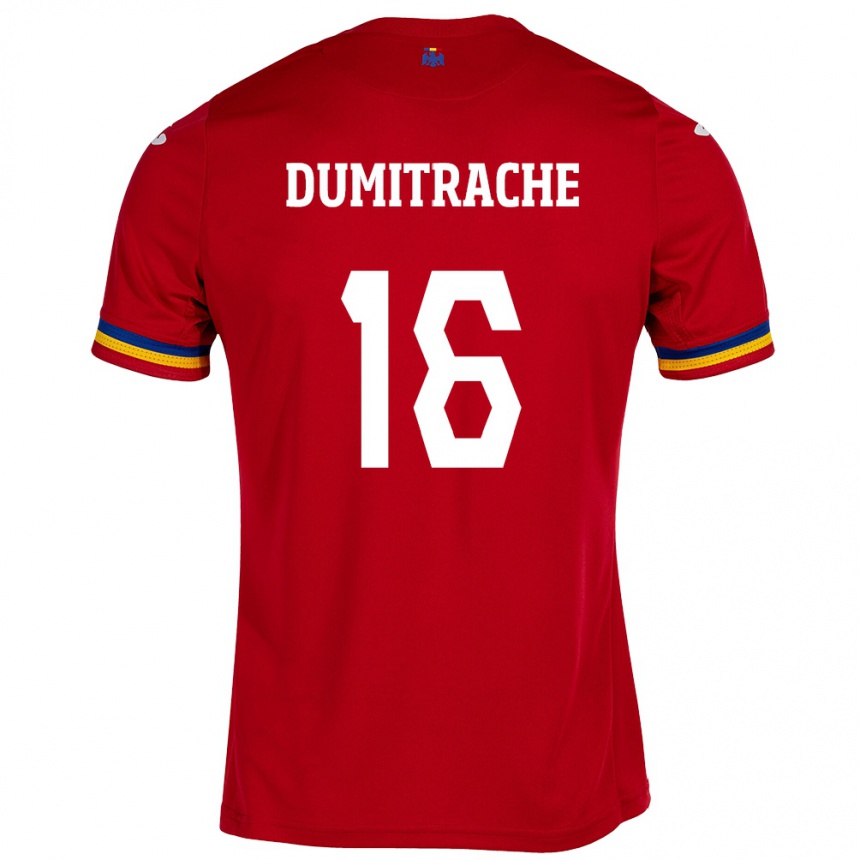 Hombre Fútbol Camiseta Rumania Valentin Dumitrache #16 Rojo 2ª Equipación 24-26 Perú