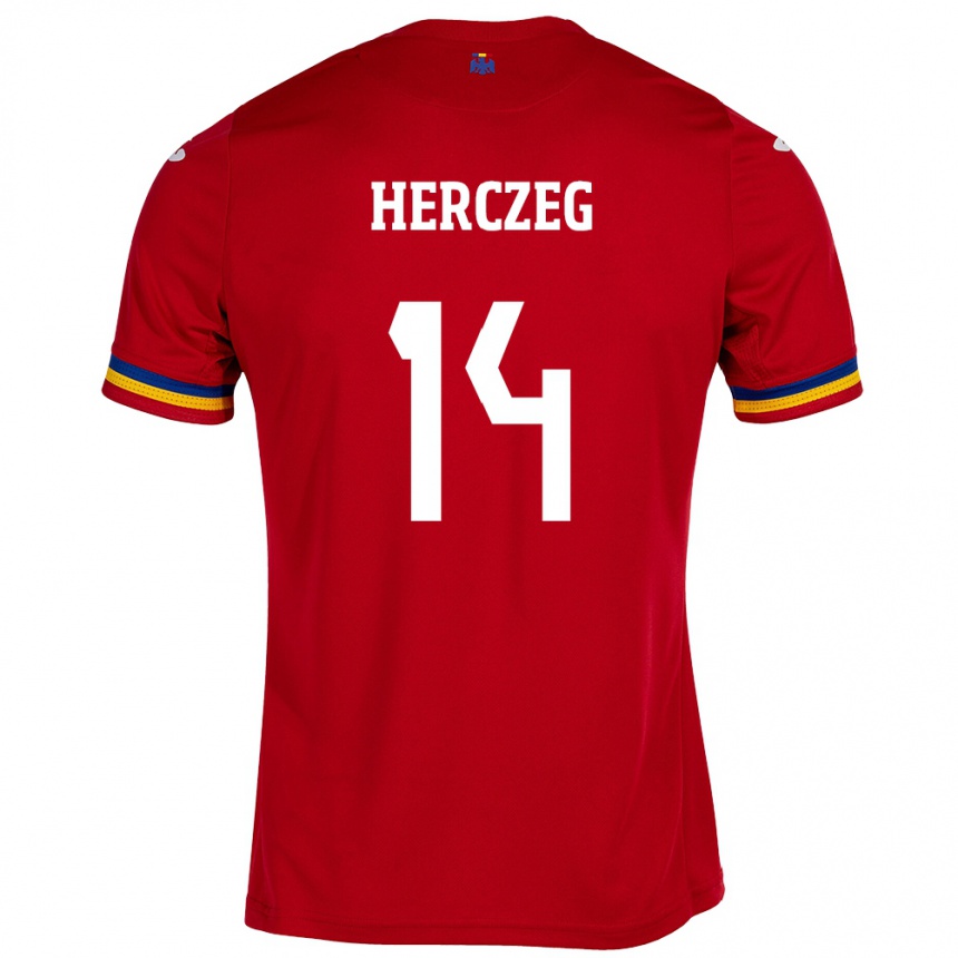 Hombre Fútbol Camiseta Rumania Andrea Herczeg #14 Rojo 2ª Equipación 24-26 Perú