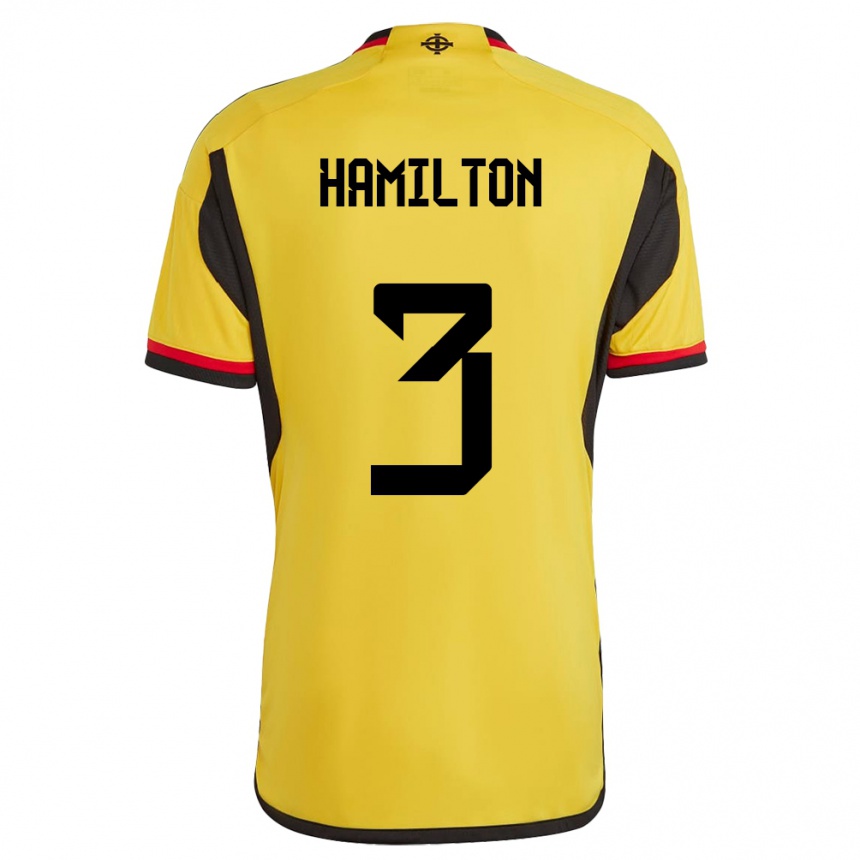 Hombre Fútbol Camiseta Irlanda Del Norte Brendan Hamilton #3 Blanco 2ª Equipación 24-26 Perú