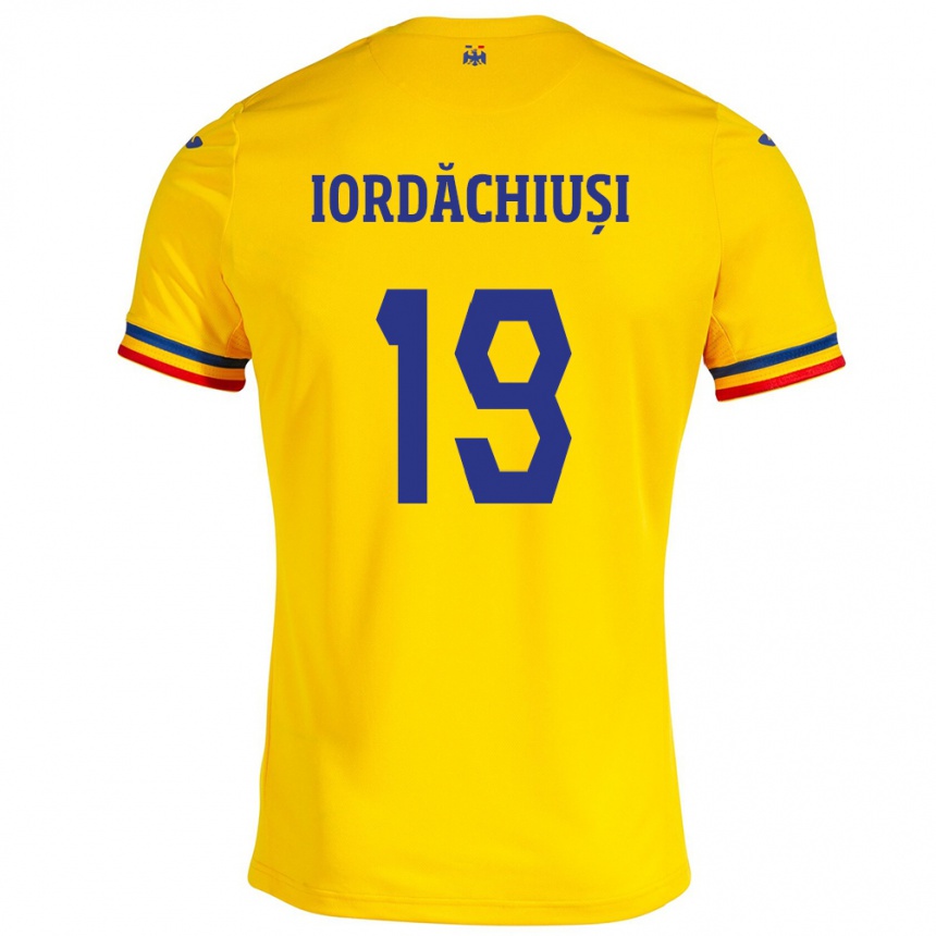 Mujer Fútbol Camiseta Rumania Olga Iordăchiuși #19 Amarillo 1ª Equipación 24-26 Perú