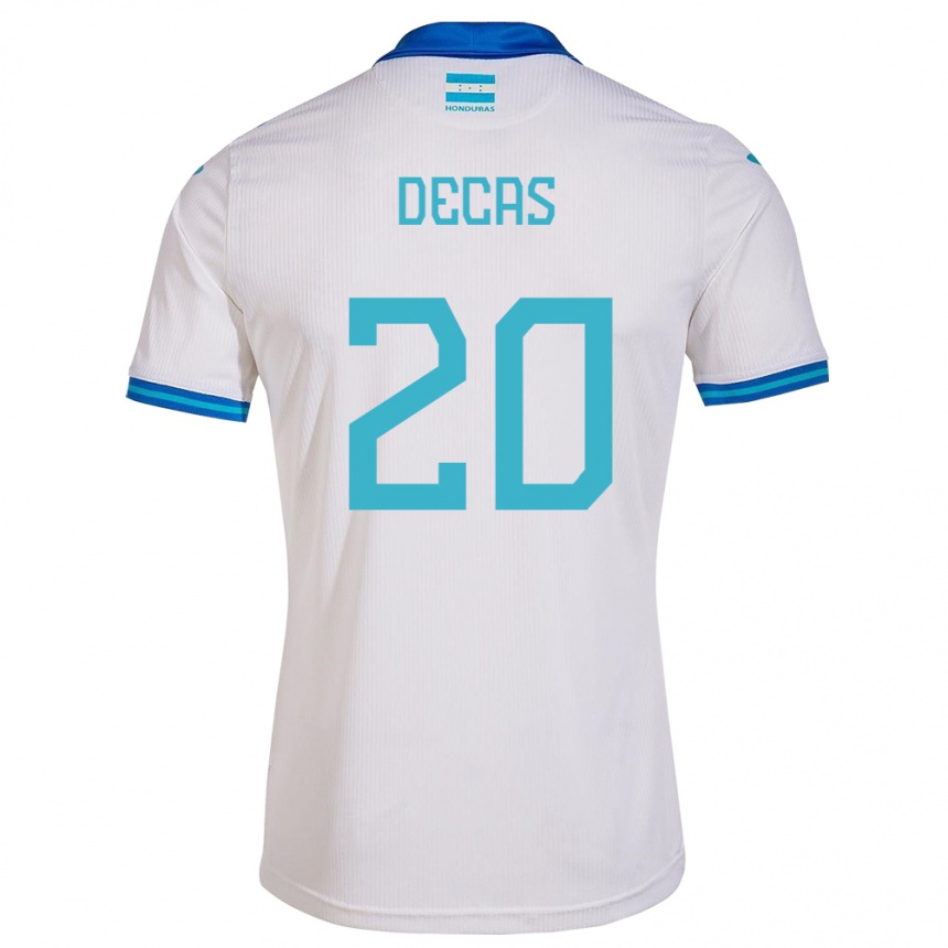 Mujer Fútbol Camiseta Honduras Wesly Decas #20 Blanco 1ª Equipación 24-26 Perú