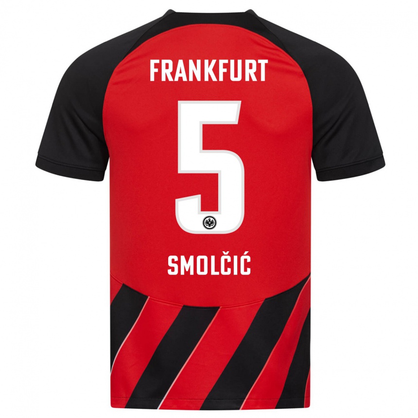 Niño Fútbol Camiseta Hrvoje Smolcic #5 Negro Rojo 1ª Equipación 2023/24 Perú