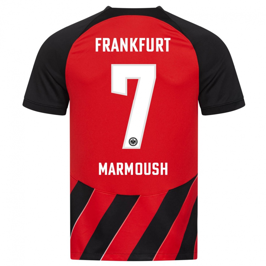 Niño Fútbol Camiseta Omar Marmoush #7 Negro Rojo 1ª Equipación 2023/24 Perú