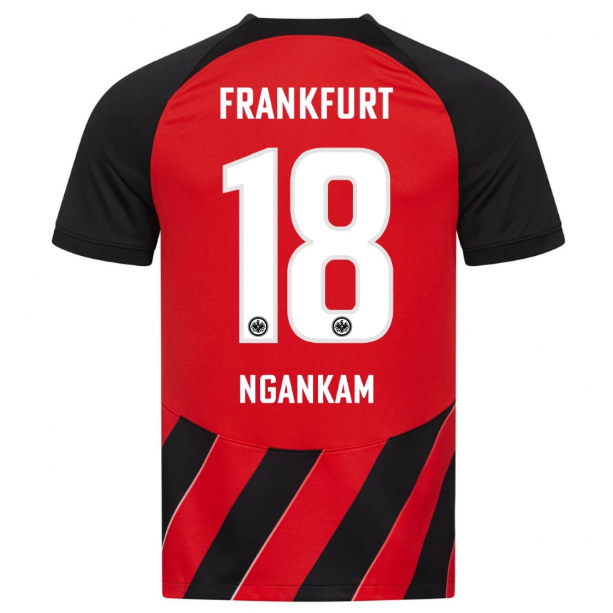 Niño Fútbol Camiseta Jessic Ngankam #18 Negro Rojo 1ª Equipación 2023/24 Perú