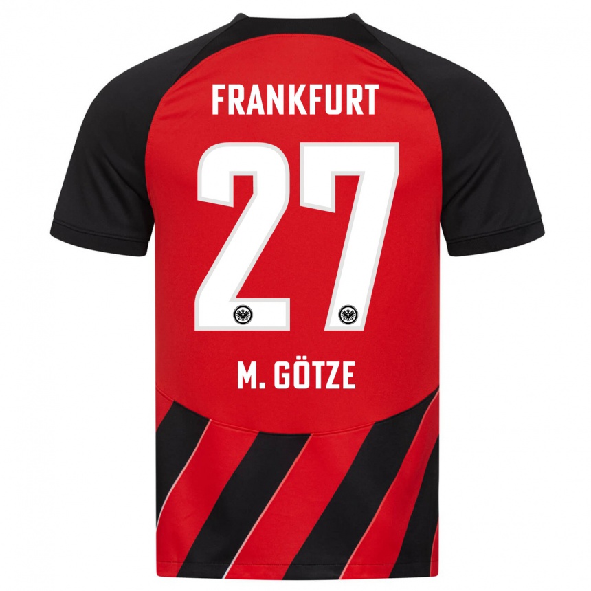 Niño Fútbol Camiseta Mario Götze #27 Negro Rojo 1ª Equipación 2023/24 Perú