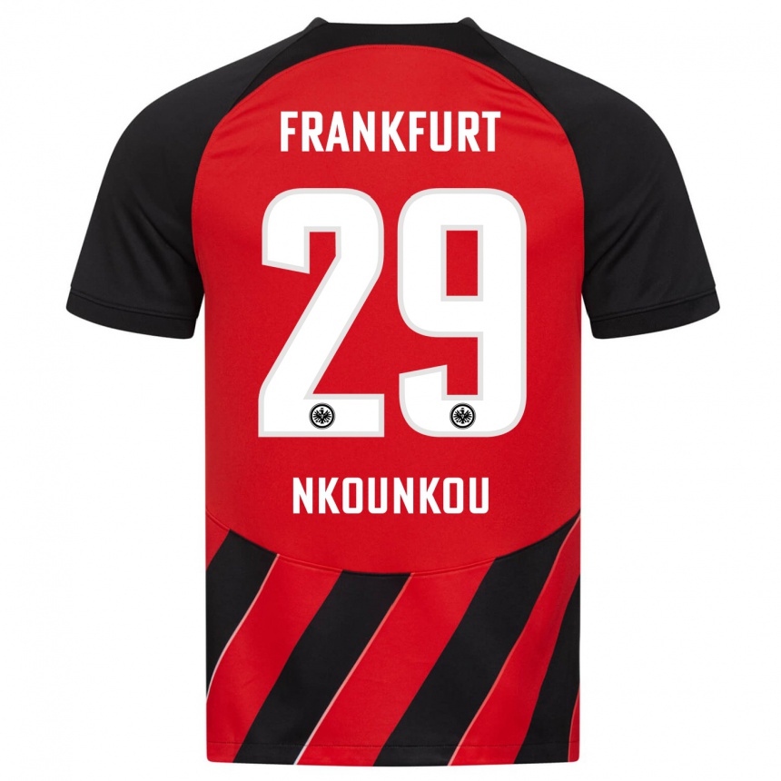 Niño Fútbol Camiseta Niels Nkounkou #29 Negro Rojo 1ª Equipación 2023/24 Perú