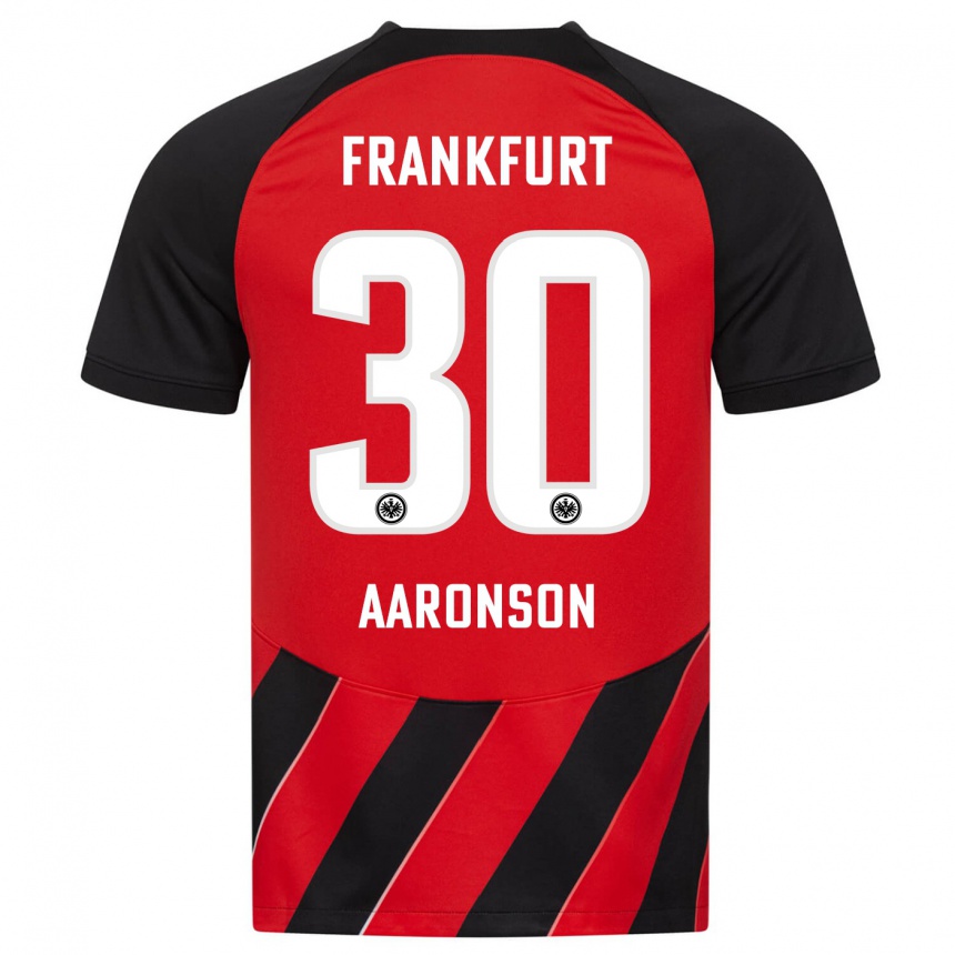 Niño Fútbol Camiseta Paxten Aaronson #30 Negro Rojo 1ª Equipación 2023/24 Perú