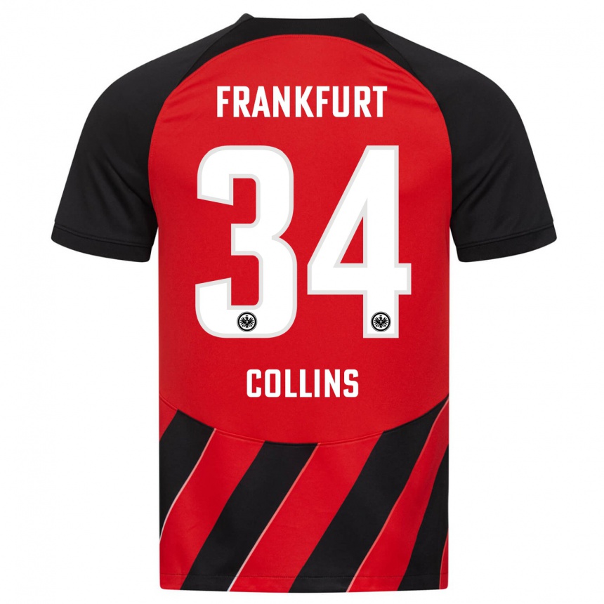 Niño Fútbol Camiseta Nnamdi Collins #34 Negro Rojo 1ª Equipación 2023/24 Perú