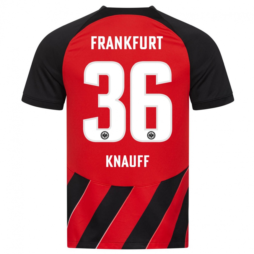 Niño Fútbol Camiseta Ansgar Knauff #36 Negro Rojo 1ª Equipación 2023/24 Perú