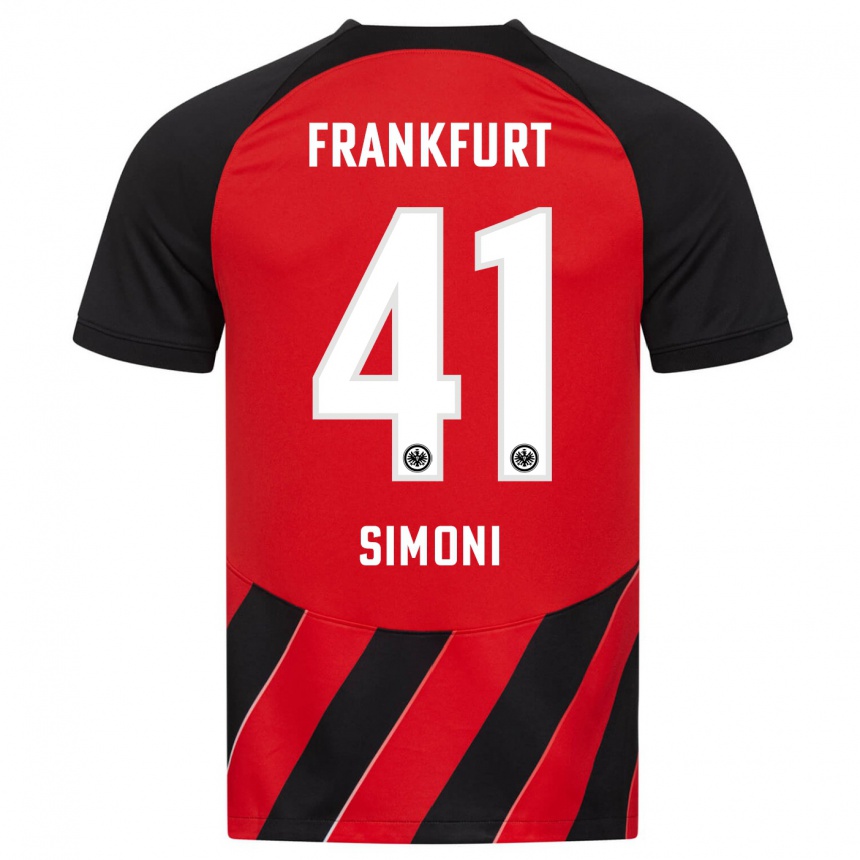 Niño Fútbol Camiseta Simon Simoni #41 Negro Rojo 1ª Equipación 2023/24 Perú