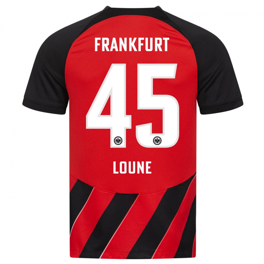 Niño Fútbol Camiseta Mehdi Loune #45 Negro Rojo 1ª Equipación 2023/24 Perú