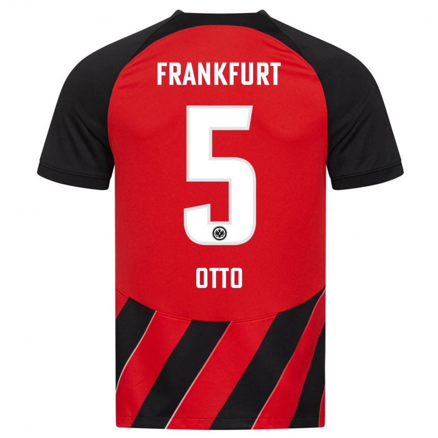 Niño Fútbol Camiseta Fynn Otto #5 Negro Rojo 1ª Equipación 2023/24 Perú