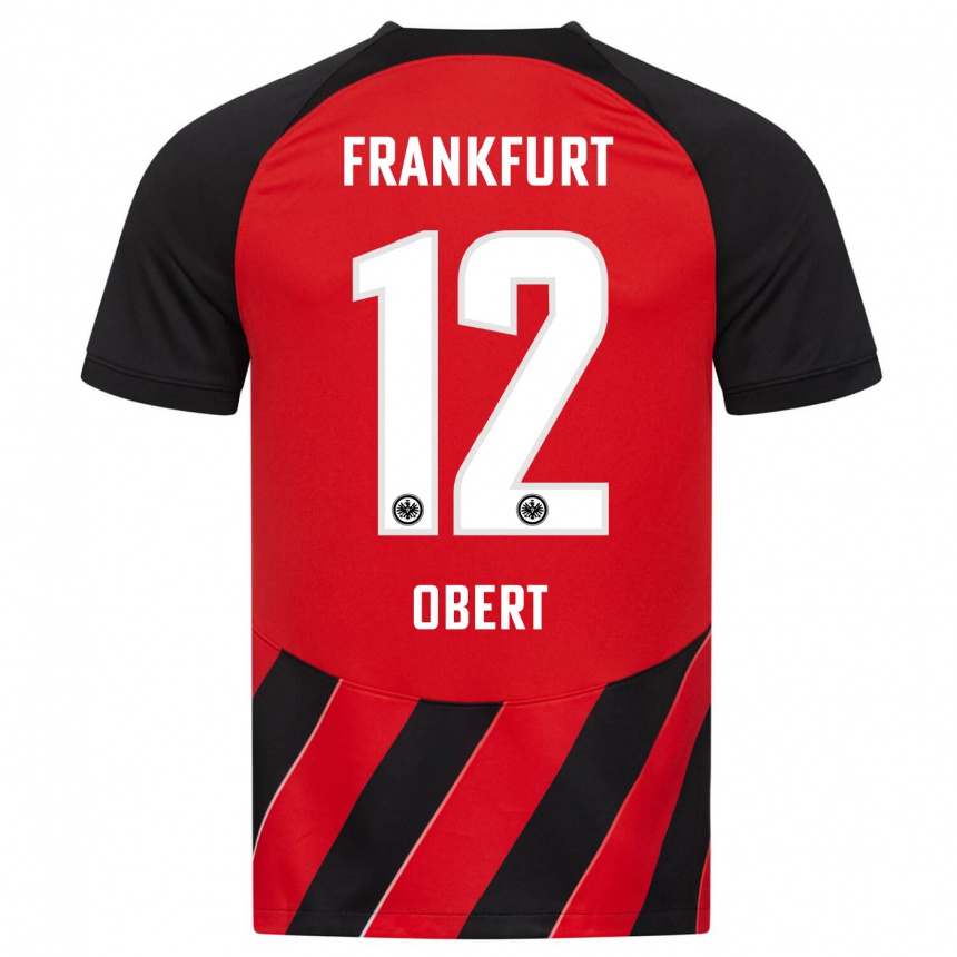 Niño Fútbol Camiseta Yuriy Obert #12 Negro Rojo 1ª Equipación 2023/24 Perú