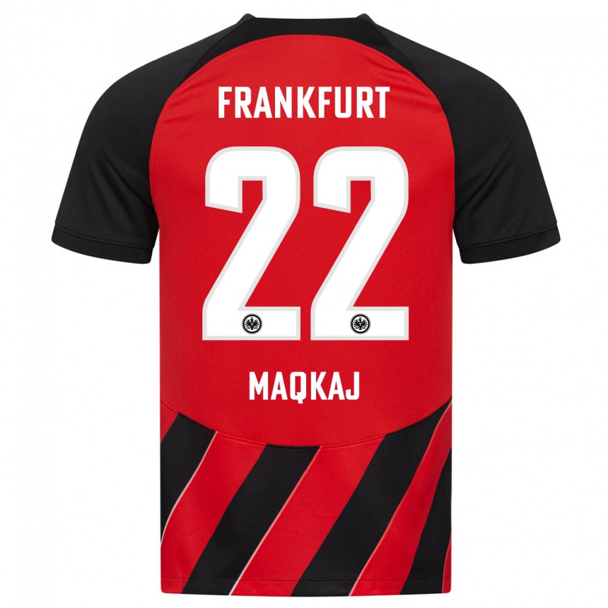 Niño Fútbol Camiseta Dritan Maqkaj #22 Negro Rojo 1ª Equipación 2023/24 Perú