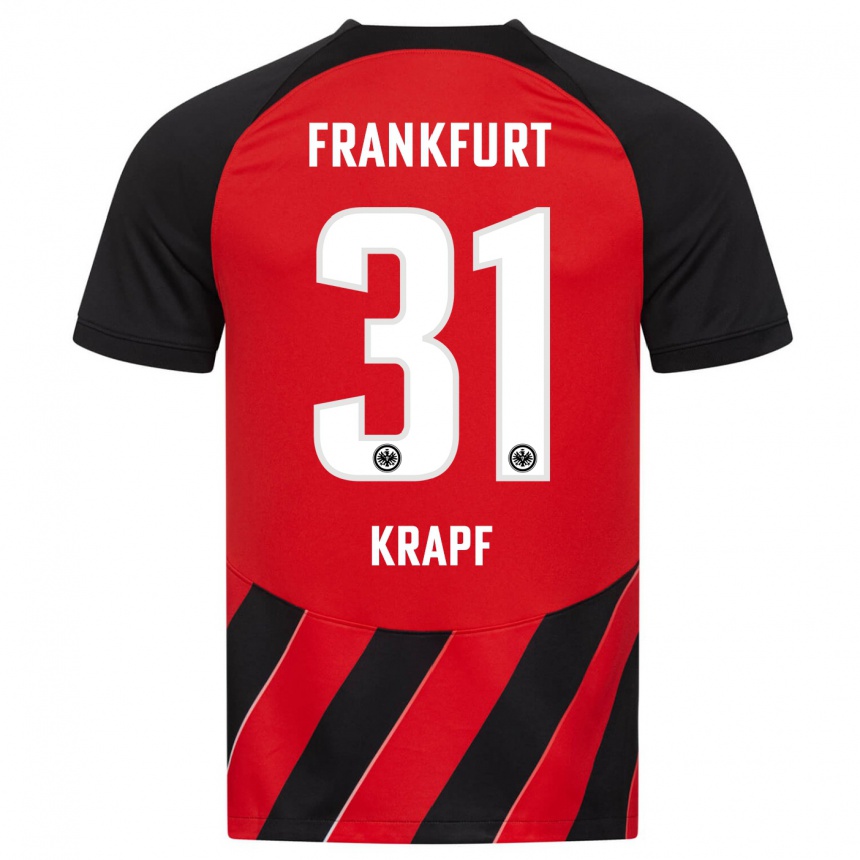 Niño Fútbol Camiseta Maximilian Krapf #31 Negro Rojo 1ª Equipación 2023/24 Perú