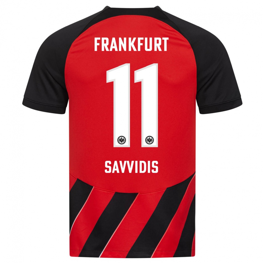 Niño Fútbol Camiseta Rafail Savvidis #11 Negro Rojo 1ª Equipación 2023/24 Perú