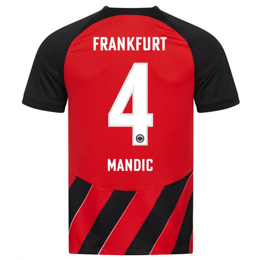 Niño Fútbol Camiseta Kristian Mandic #4 Negro Rojo 1ª Equipación 2023/24 Perú