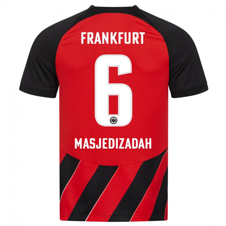 Niño Fútbol Camiseta Abolfazl Masjedizadah #6 Negro Rojo 1ª Equipación 2023/24 Perú