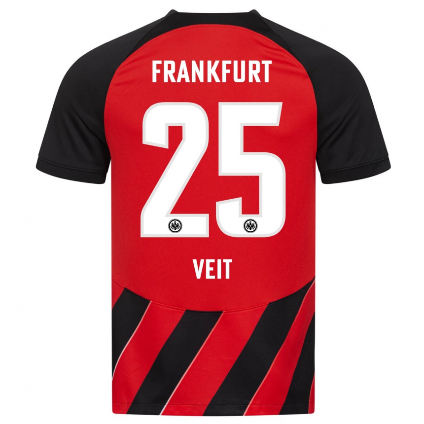 Niño Fútbol Camiseta Jella Veit #25 Negro Rojo 1ª Equipación 2023/24 Perú