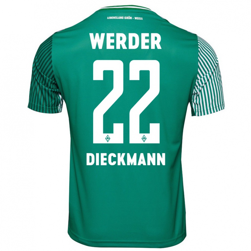 Niño Fútbol Camiseta Rieke Dieckmann #22 Verde 1ª Equipación 2023/24 Perú