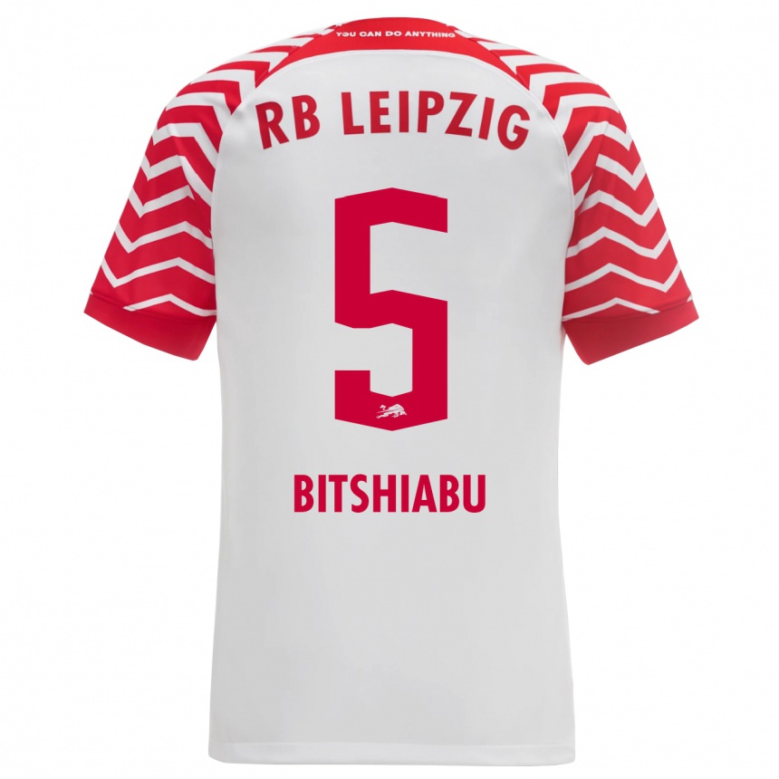 Niño Fútbol Camiseta El Chadaille Bitshiabu #5 Blanco 1ª Equipación 2023/24 Perú