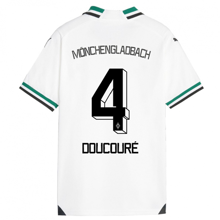 Niño Fútbol Camiseta Mamadou Doucouré #4 Blanco Verde 1ª Equipación 2023/24 Perú