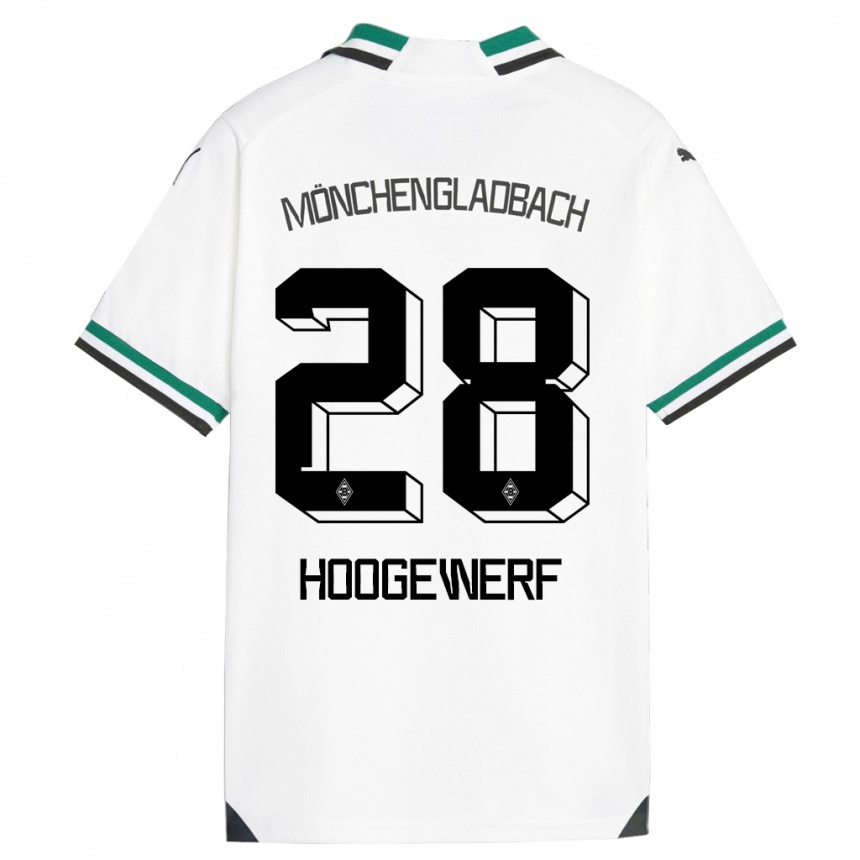 Niño Fútbol Camiseta Dillon Hoogewerf #28 Blanco Verde 1ª Equipación 2023/24 Perú