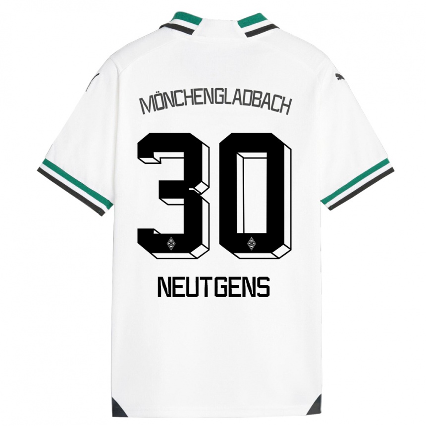 Niño Fútbol Camiseta Maximilian Neutgens #30 Blanco Verde 1ª Equipación 2023/24 Perú