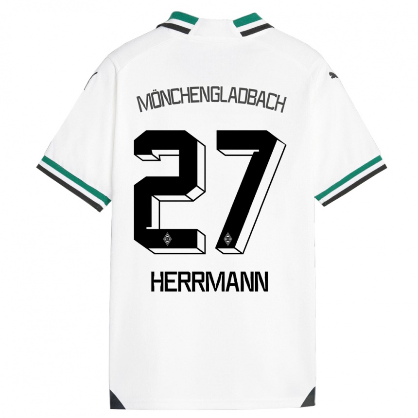 Niño Fútbol Camiseta Michelle Herrmann #27 Blanco Verde 1ª Equipación 2023/24 Perú