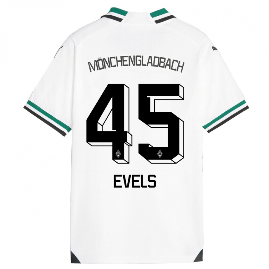 Niño Fútbol Camiseta Emily Evels #45 Blanco Verde 1ª Equipación 2023/24 Perú