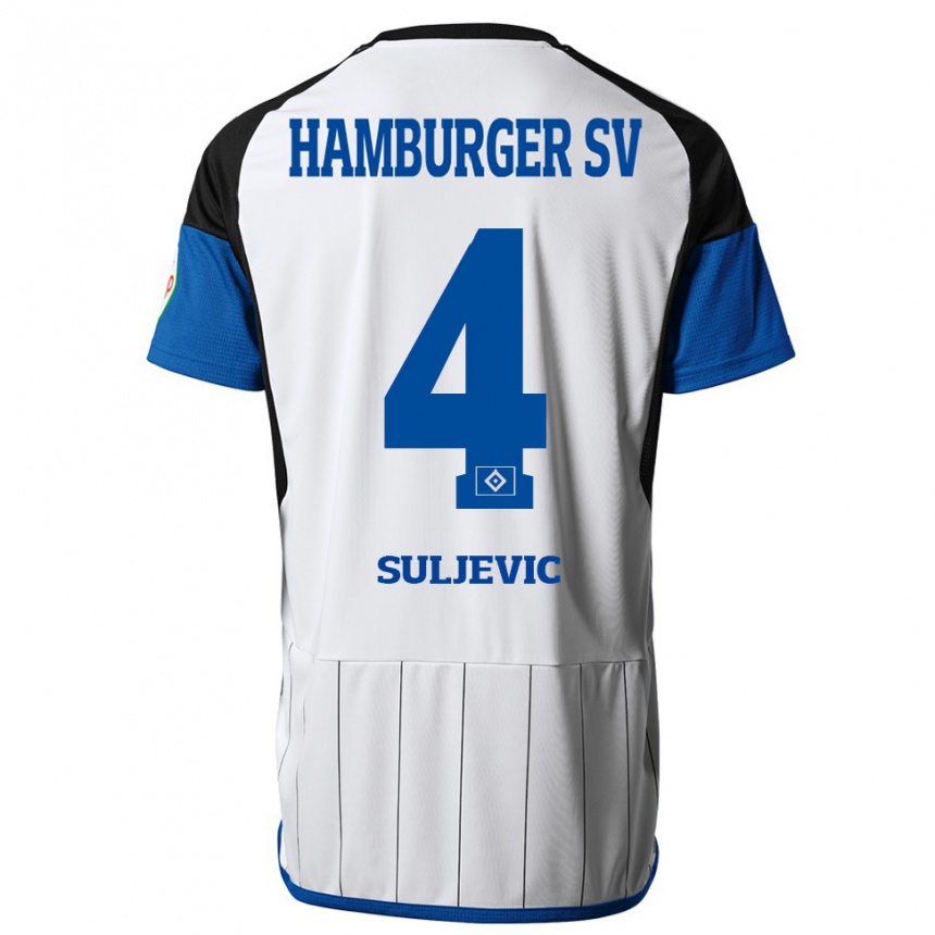 Niño Fútbol Camiseta Almin Suljevic #4 Blanco 1ª Equipación 2023/24 Perú