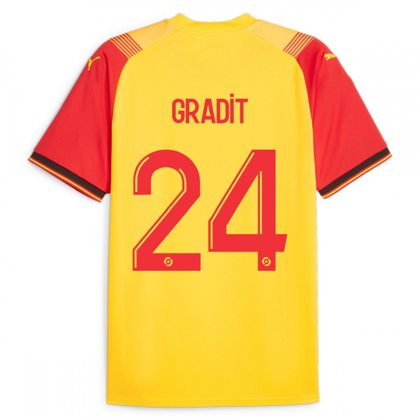 Niño Fútbol Camiseta Jonathan Gradit #24 Amarillo 1ª Equipación 2023/24 Perú