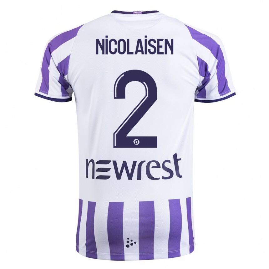 Niño Fútbol Camiseta Rasmus Nicolaisen #2 Blanco 1ª Equipación 2023/24 Perú