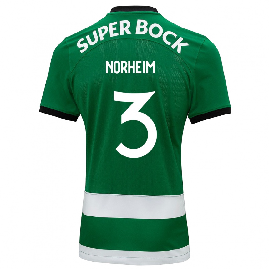 Niño Fútbol Camiseta Andrea Norheim #3 Verde 1ª Equipación 2023/24 Perú