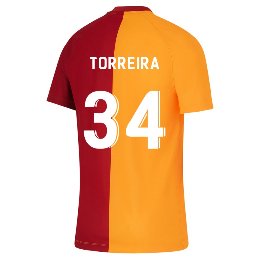 Niño Fútbol Camiseta Lucas Torreira #34 Naranja 1ª Equipación 2023/24 Perú