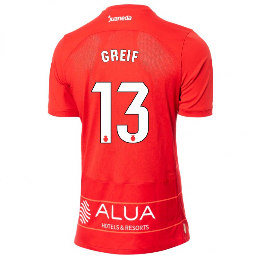 Niño Fútbol Camiseta Dominik Greif #13 Rojo 1ª Equipación 2023/24 Perú