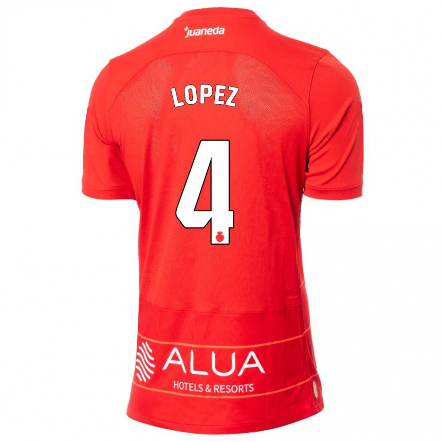 Niño Fútbol Camiseta David López #4 Rojo 1ª Equipación 2023/24 Perú