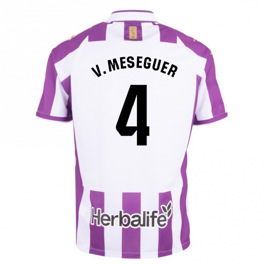 Niño Fútbol Camiseta Víctor Meseguer #4 Morado 1ª Equipación 2023/24 Perú