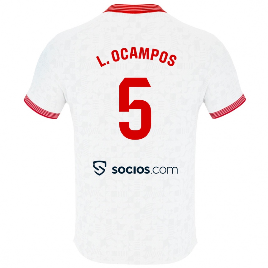 Niño Fútbol Camiseta Lucas Ocampos #5 Blanco 1ª Equipación 2023/24 Perú