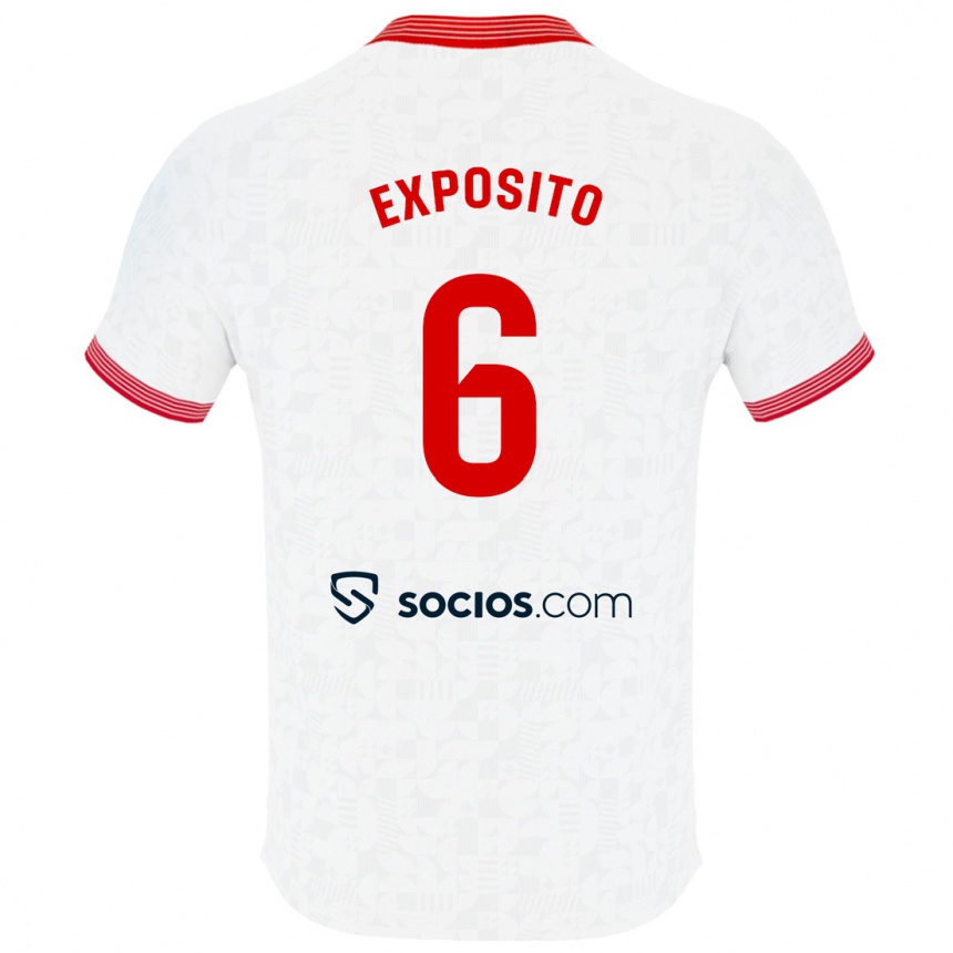 Niño Fútbol Camiseta Marcelo Expósito #6 Blanco 1ª Equipación 2023/24 Perú