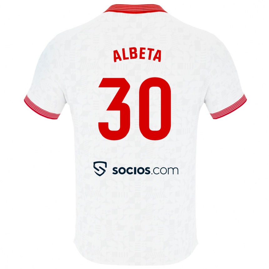 Niño Fútbol Camiseta Alba María López Montiel #30 Blanco 1ª Equipación 2023/24 Perú