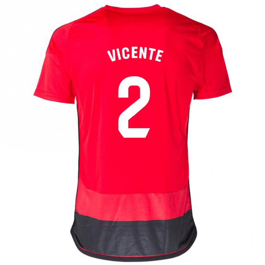 Niño Fútbol Camiseta David Vicente #2 Negro Rojo 1ª Equipación 2023/24 Perú