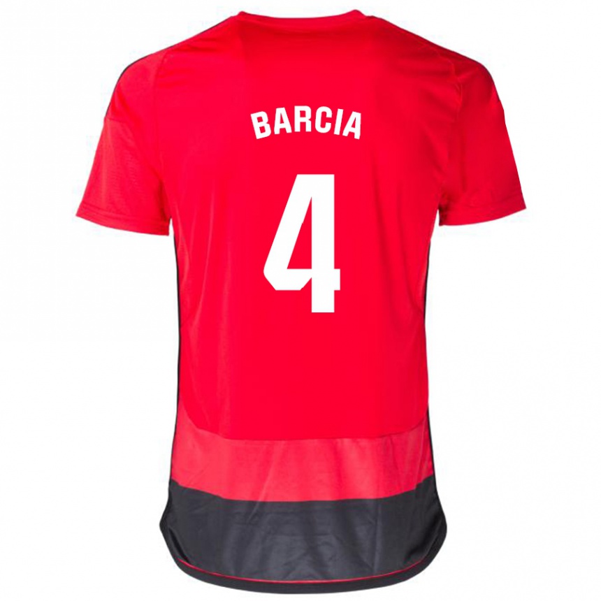 Niño Fútbol Camiseta Sergio Barcia #4 Negro Rojo 1ª Equipación 2023/24 Perú