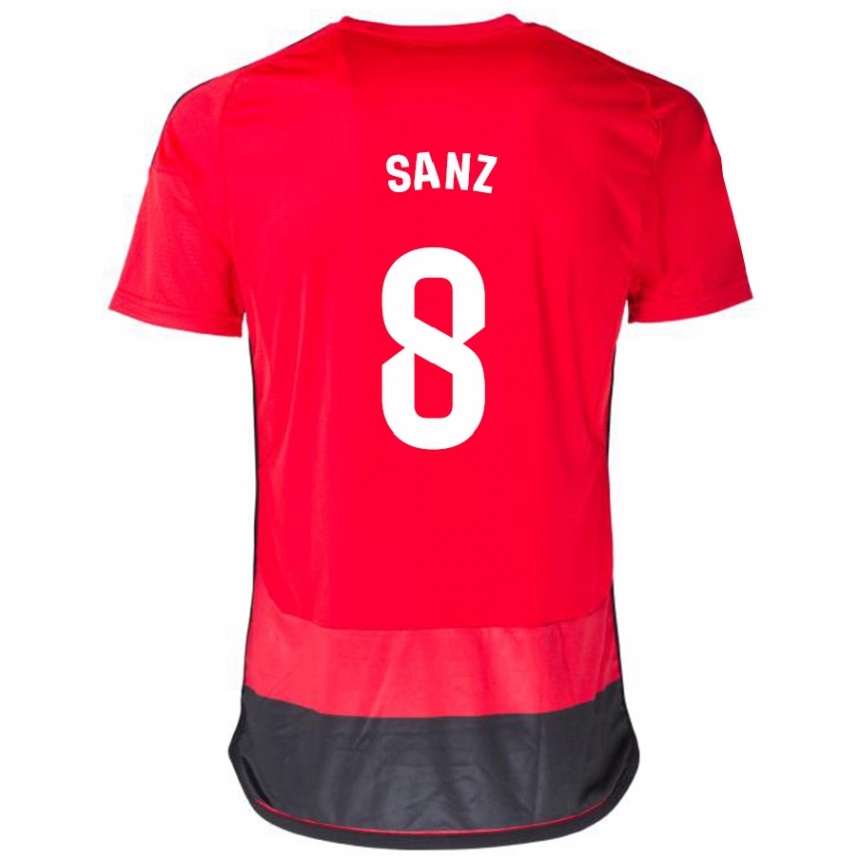 Niño Fútbol Camiseta Álvaro Sanz #8 Negro Rojo 1ª Equipación 2023/24 Perú