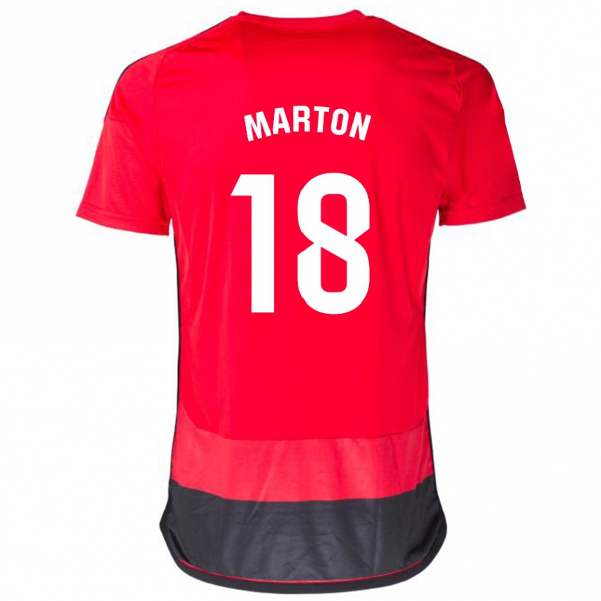 Niño Fútbol Camiseta Javier Martón #18 Negro Rojo 1ª Equipación 2023/24 Perú