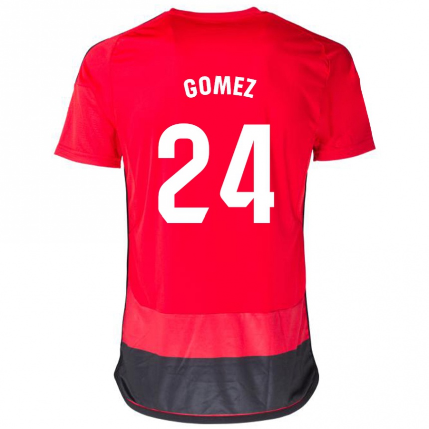 Niño Fútbol Camiseta Jonathan Gómez #24 Negro Rojo 1ª Equipación 2023/24 Perú