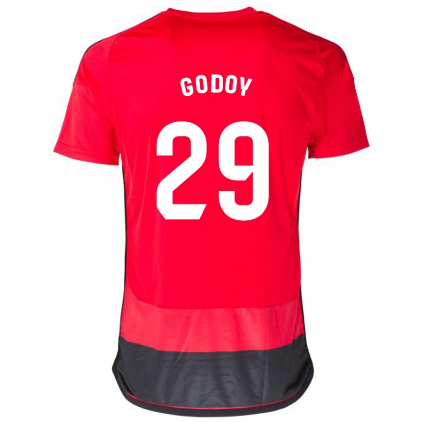 Niño Fútbol Camiseta Alan Godoy #29 Negro Rojo 1ª Equipación 2023/24 Perú