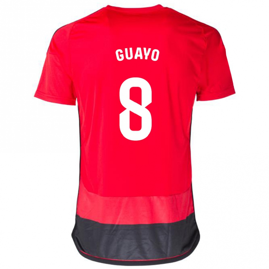 Niño Fútbol Camiseta Guayo #8 Negro Rojo 1ª Equipación 2023/24 Perú