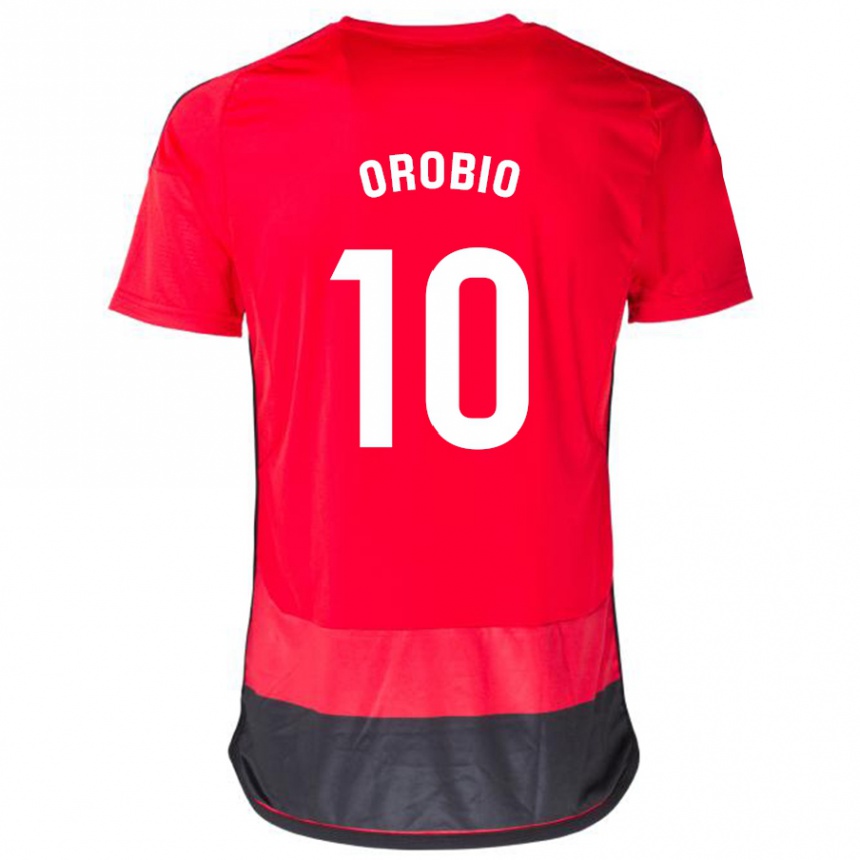 Niño Fútbol Camiseta Ekhiotz Orobio #10 Negro Rojo 1ª Equipación 2023/24 Perú